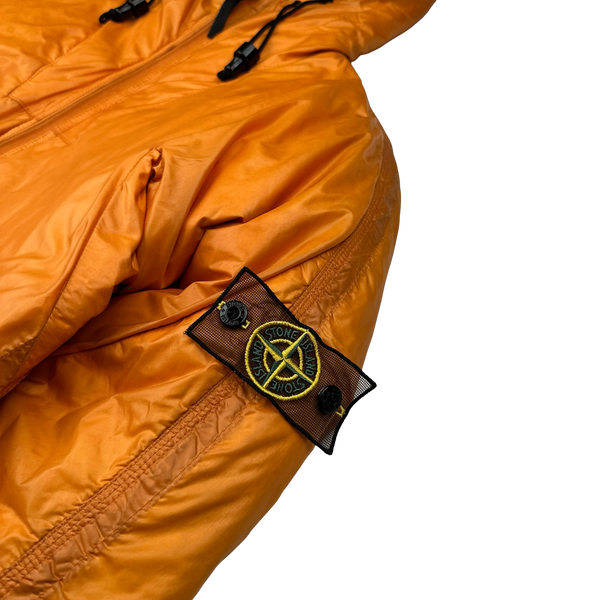 Stone Island 2007 Orange Mesh Badge Down Puffer Jacket - Small