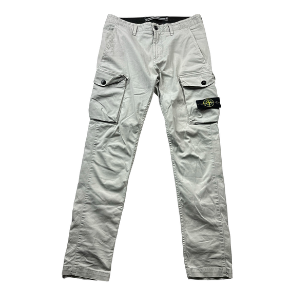 Stone Island 2020 White Slim Fit Cotton Cargo Trousers - 31"