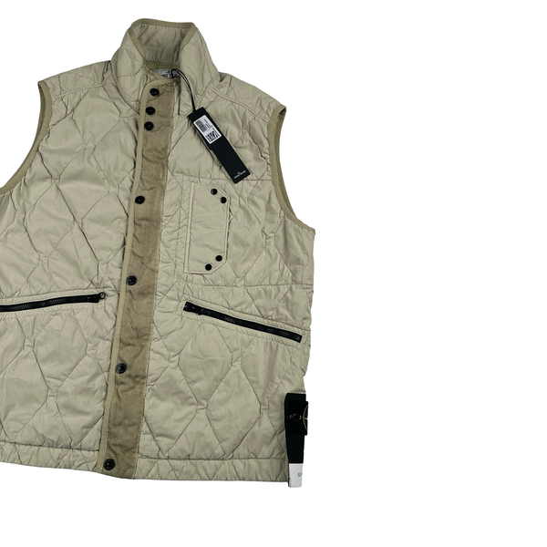 Stone Island 2024 Beige 50 Fili Quilted TC Multi Pocket Gilet - Large