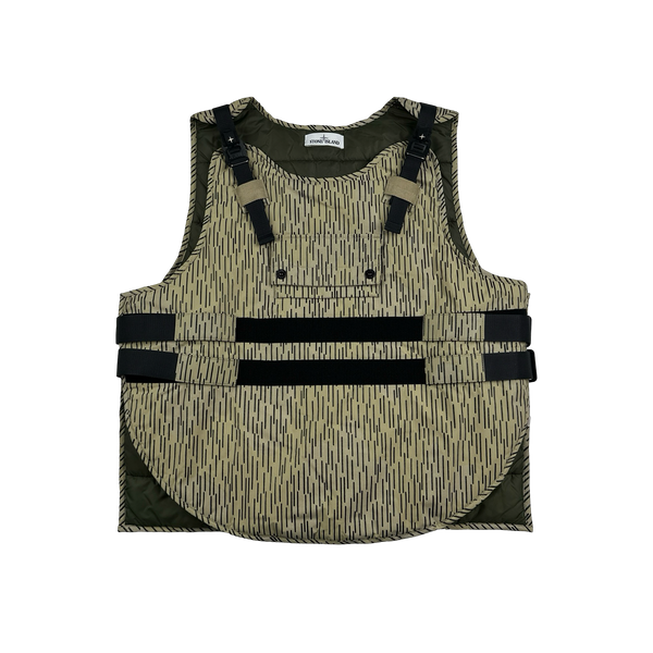 Stone Island 2021 Rain Camo Reflective Spellout Padded Utility Vest - XL
