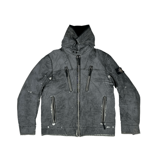 Stone Island Silver Liquid Reflective Fleece Lined Jacket - XL