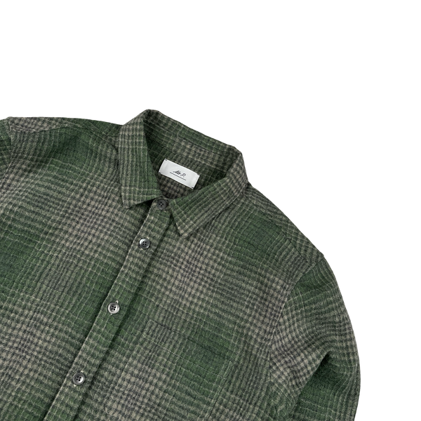 Mr Porter Green Checked Virgin Wool Buttoned Overshirt - XL