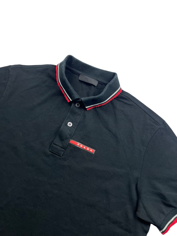 Prada Black Cotton Polo - Medium