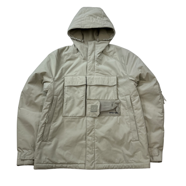 CP Company Cream Fleece Lined Heavyweight Dynatec Metropolis Jacket - Large