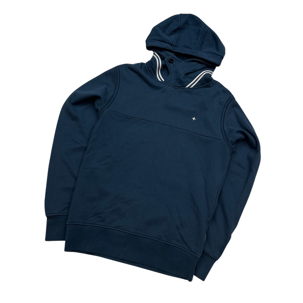Stone Island 2020 Blue Piped Compass Hoodie - Small