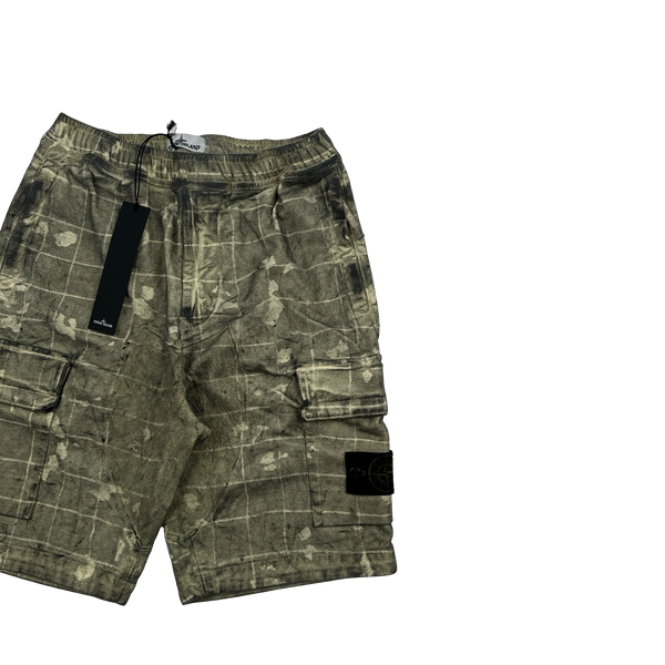 Stone Island 2020 Dust Treatment Laser Patch Camo Cargo Shorts - 28"