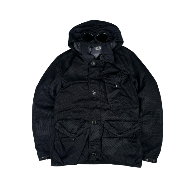 CP Company Black M Bossed Quilted Goggle Jacket - Small