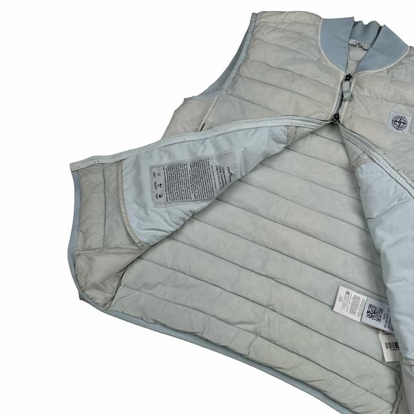 Stone Island 2019 Baby Blue Loom Woven Down Chambers Stretch Nylon TC Gilet - Medium