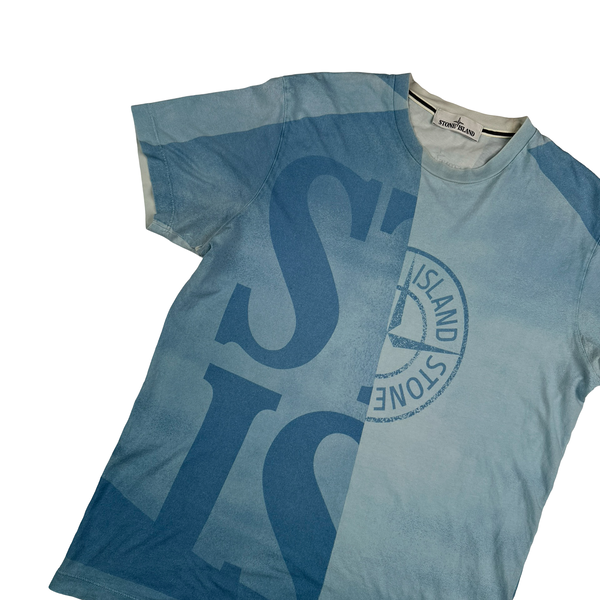 Stone Island Blue Two Tone Isola Di Pielia T Shirt - Large