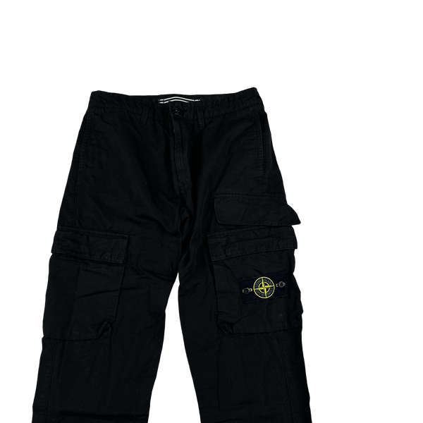 Stone Island 2022 Black Cotton Cargo Trousers - 30"