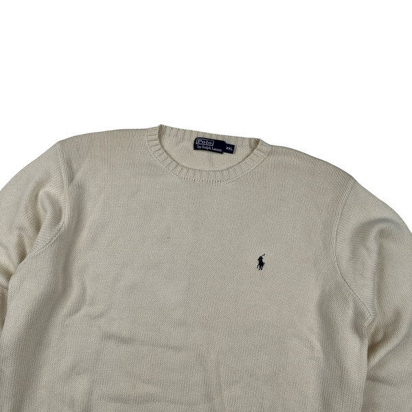 Ralph Lauren Cream Cotton Knit Crewneck Jumper - XXL