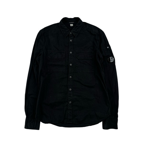 CP Company Black Buttoned Cotton Overshirt - Small