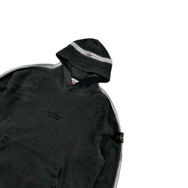 Stone Island x Supreme 2022 Charcoal Spellout Pullover Hoodie - Large