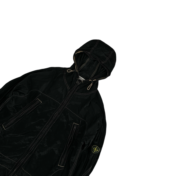 Stone Island 2004 Navy Contrast Stitching Nylon Metal Hooded Jacket - Medium