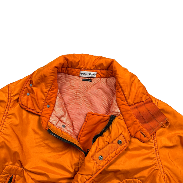 Stone Island 2004 Vintage Orange Mesh Quilted High Neck Nylon Jacket - Large