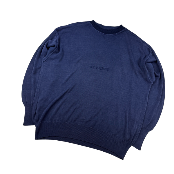 CP Company Vintage Spellout Fine Knit Cotton Jumper - XL