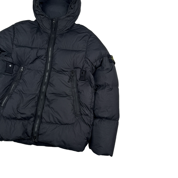 Stone Island 2021 Black Crinkle NY Down Puffer Jacket - Medium