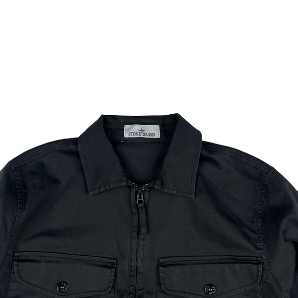 Stone Island 2024 Black Cotton Twill Overshirt - Small