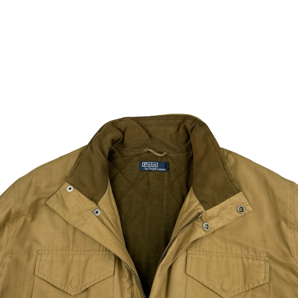 Ralph Lauren Beige Quilted Fleece Lining Collard Jacket - XL