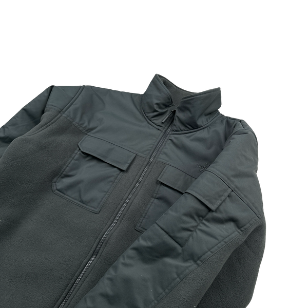 North Face Grey Teddy Fleece Lined Zipped Jacket- Large