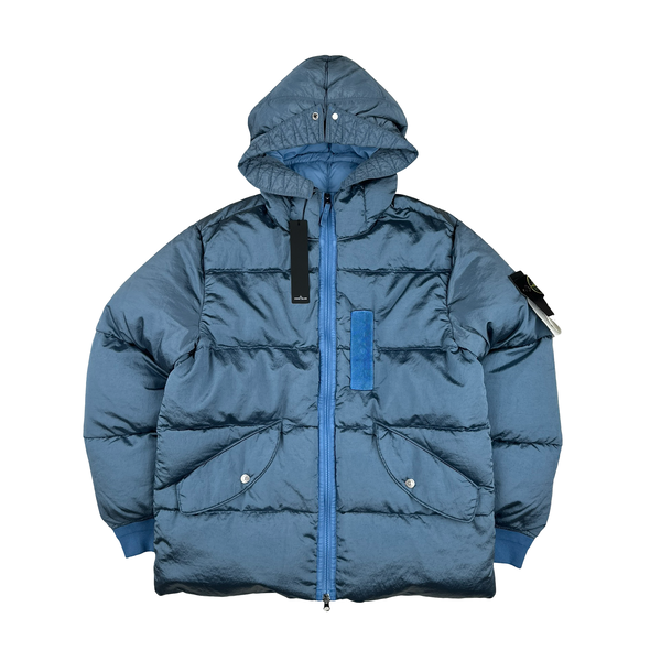 Stone Island 2022 Baby Blue Nylon Metal Econyl Down Puffer Jacket - Large