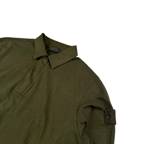 Stone Island 2023 Khaki Ghost Piece Cotton Longsleeve Polo - 3XL