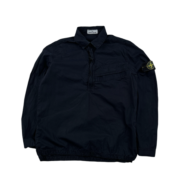 Stone Island 2018 Black Cotton Pullover Smock Overshirt - Medium