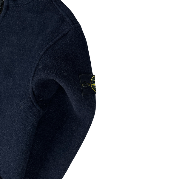 Stone Island 2020 Navy Panno Jaquard Wool Long Jacket - Small