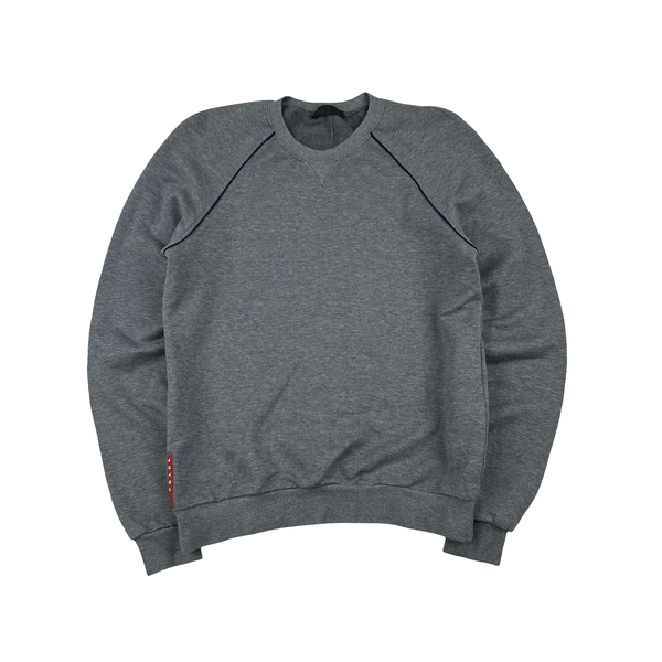 Prada Grey Cotton Crewneck Jumper - Small