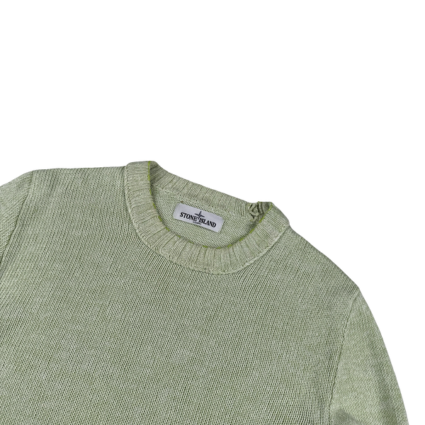 Stone Island 2014 Green Silk Blend Fine Knitted Crewneck - Large