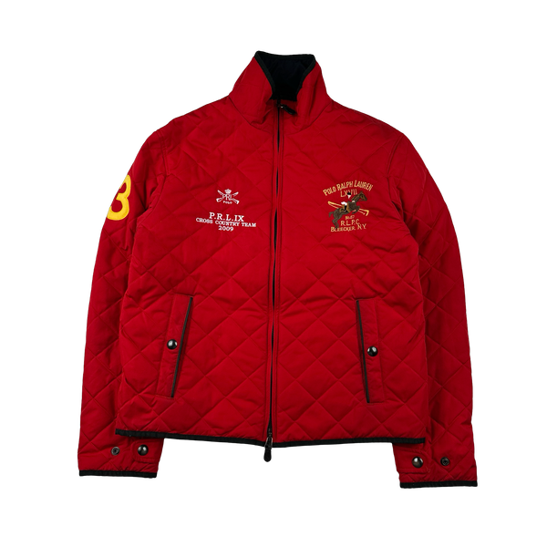 Ralph Lauren Red/Navy Quilted Reversible Collared Spellout Embroidered Jacket - Medium