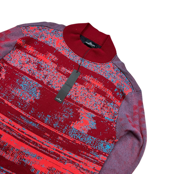 Stone Island 2014 Red Glitch Mohair Knit Jumper - Large