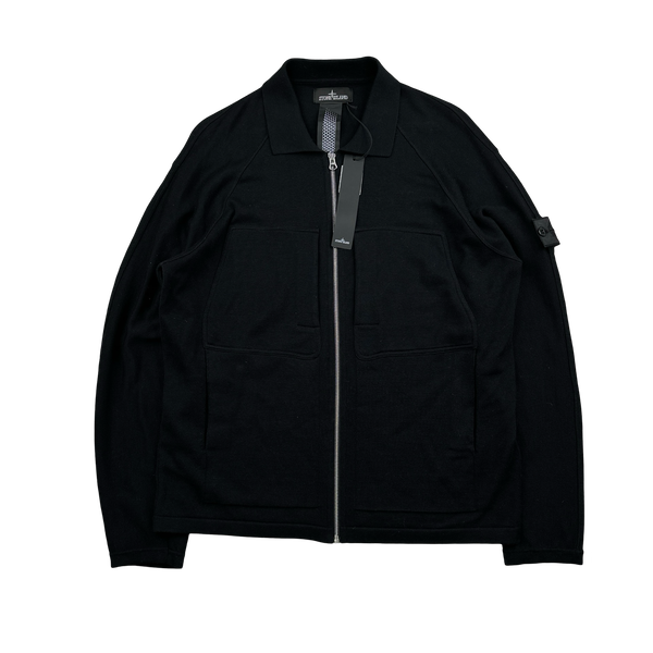 Stone Island 2022 Shadow Project Black Collared Zipped Knit Jumper - Large