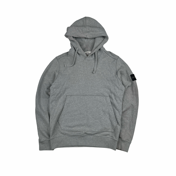 Stone Island Grey Cotton Pullover Hoodie - Medium