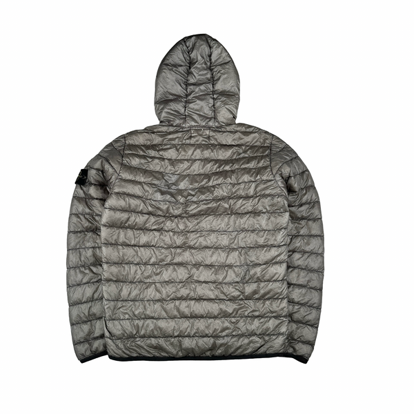 Stone Island 2015 Grey Garment Dyed Hooded Puffer Jacket - Medium