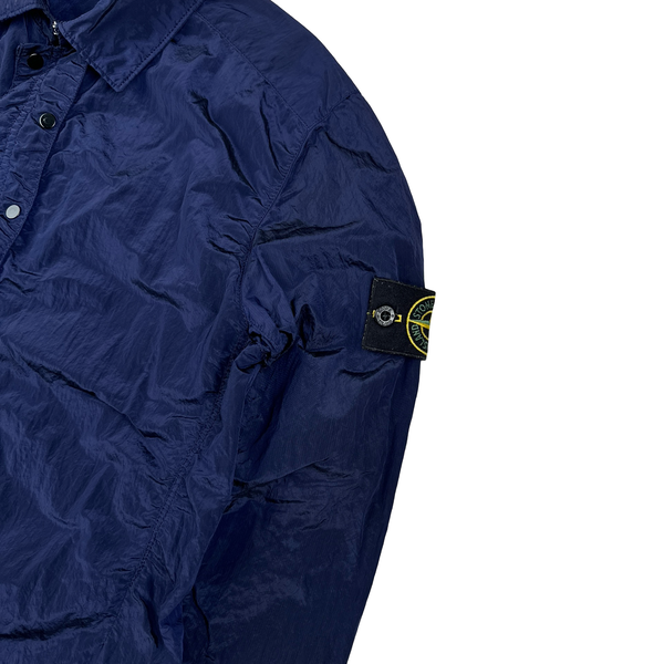 Stone Island Navy Blue Nylon Metal Shimmer Overshirt - Small