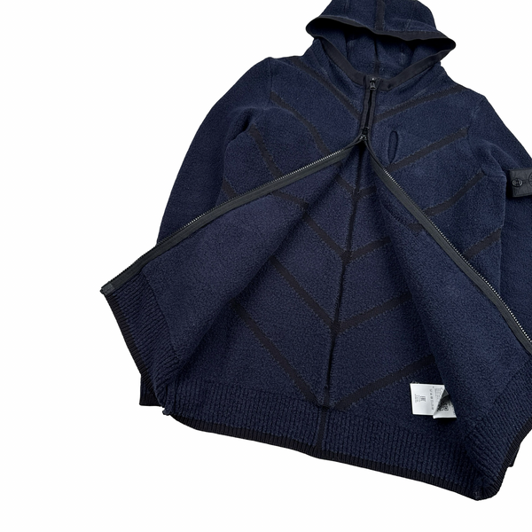 Stone Island Dark Navy Shadow Project Knit Zipped Hooded Jumper - Small