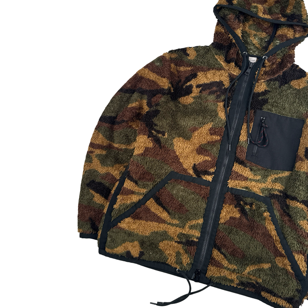 Moncler Teddy Fleece Camo Zipped Hooded Jumper - Large
