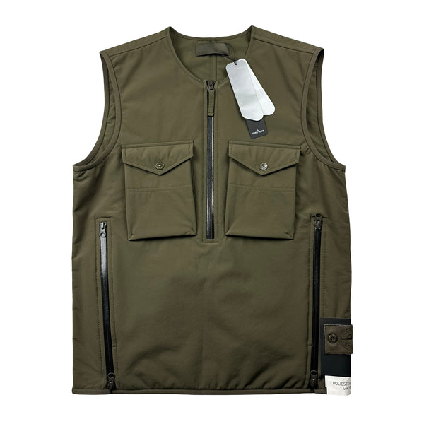 Stone Island Khaki Ghost Stretch 5L Gilet - Small