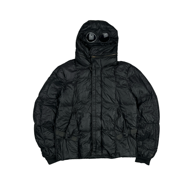 CP Company Down Filled Quilted Lined Black Goggle Puffer Jacket - Medium