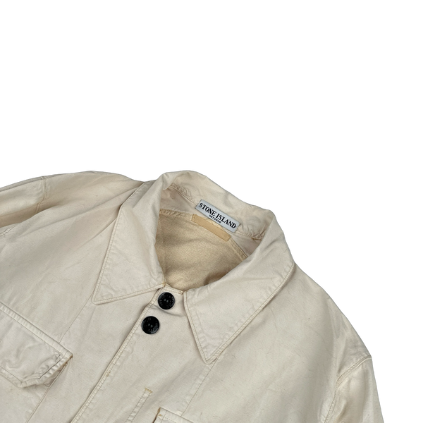 Stone Island 2006 Cream Cotton Reflective Overshirt - Large