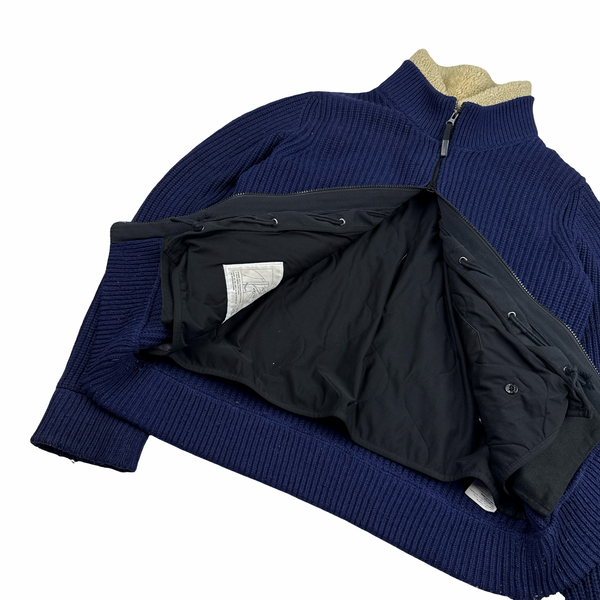 Stone Island 2014 Navy Wool Dutch Rope Lined President Knit Knit - XL