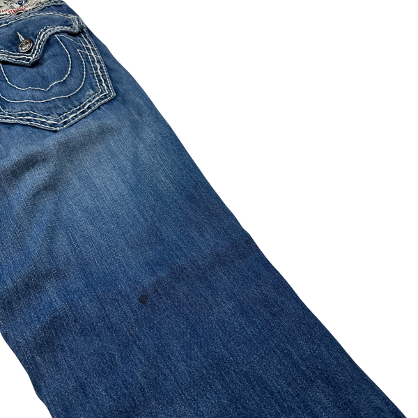 True Religion White Contrast Stitch Straight Jeans - 31"