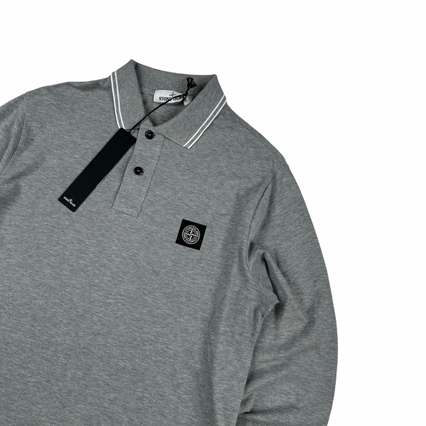 Stone Island 2021 Grey Longsleeve Polo Shirt - Large