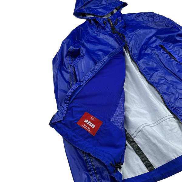 CP Company Blue Garment Dyed Rubber Hooded Jacket - 3XL