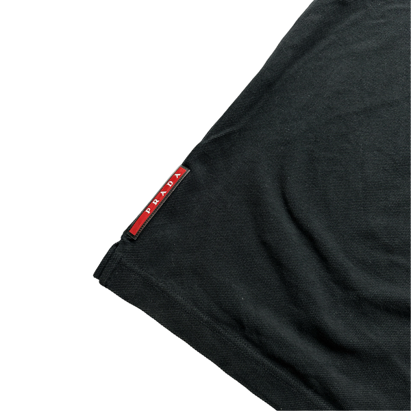 Prada Black Cotton Polo Shirt - Medium