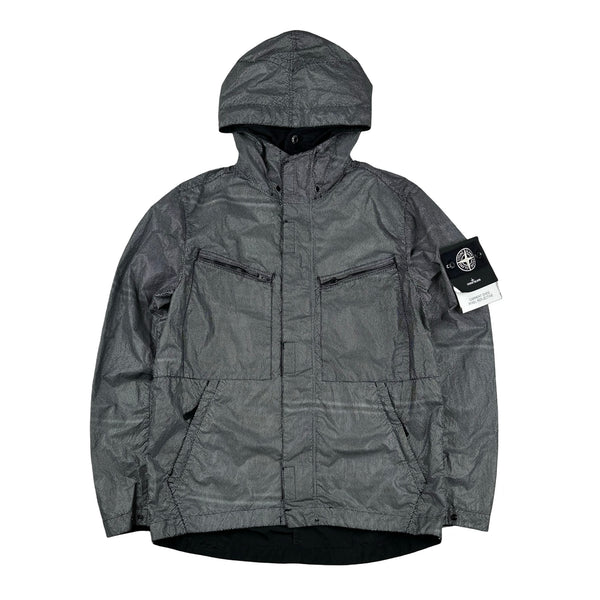 Stone Island 2016 Black Silver Pixel Reflective Hooded Jacket Large