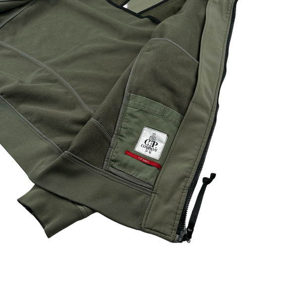 CP Company Khaki Green Fleece Lined Soft Shell Jacket - Large