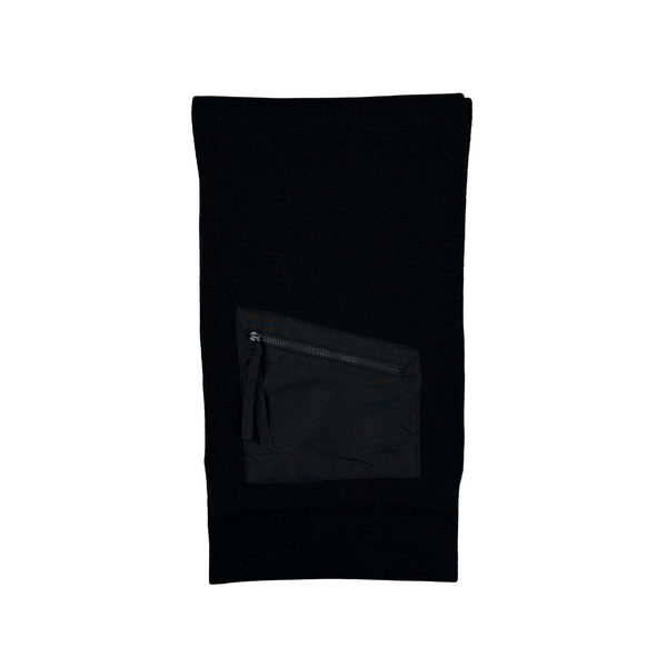 Ma Strum Black Wool Nylon Pocket Scarf