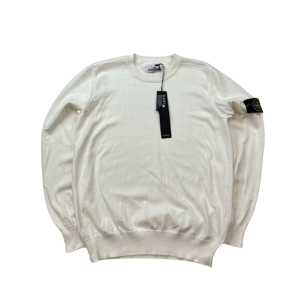 Stone Island 2023 White Knitted Crewneck - Medium